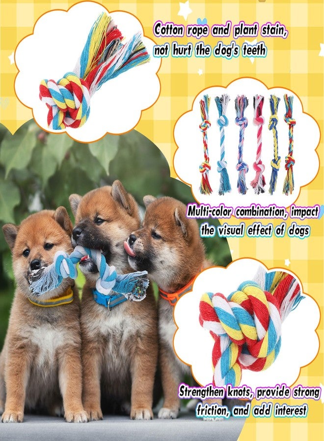 RoundFunny 100 Pieces Knot Rope Dog Toys Multi Color Puppy Chew Toy Cotton Puppy Toys Dental Dog Teething Toys 2 Knot Dog Tug for Small and Medium Dogs Aggressive Chewers Supplies - Image 3